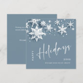 Minimalistische sneeuwvlokken kerstgroet feestdagenkaart (Voorkant / Achterkant)