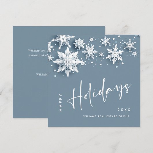 Minimalistische sneeuwvlokken kerstgroet feestdagenkaart (Voorkant / Achterkant)