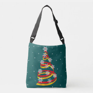 Minimalistische Sneeuwvlokken Lint Kerstboom Crossbody Tas