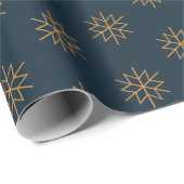 Minimalistische sneeuwvlokken patroon goud en mari cadeaupapier (Rol Hoek)