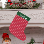 Minimalistische sneeuwvlokken rood grote kerstsok