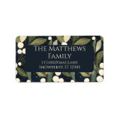 Minimalistische Snowberry Kerstmis Etiket (Voorkant)