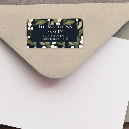 Minimalistische Snowberry Kerstmis Etiket