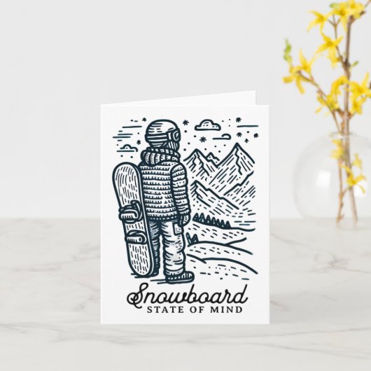 Minimalistische snowboarder – Mountain Adventure S Kaart (Gele Bloem)