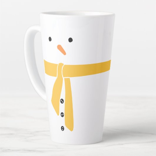 Minimalistische Snowman Yellow Scarf Winter Latte Mok (Linkerhoek)