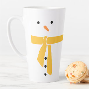 Minimalistische Snowman Yellow Scarf Winter Latte Mok