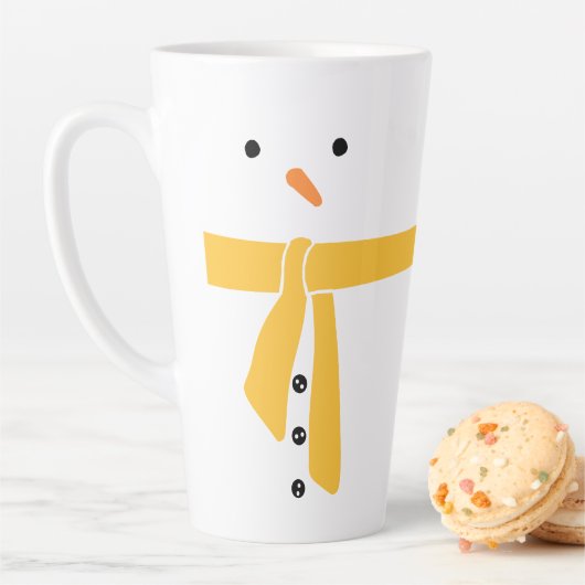 Minimalistische Snowman Yellow Scarf Winter Latte Mok (In situ)