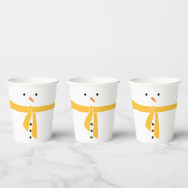 Minimalistische Snowman Yellow Scarf Winter Papieren Bekers