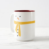 Minimalistische Snowman Yellow Scarf Winter Tweekleurige Koffiemok (Voorkant links)