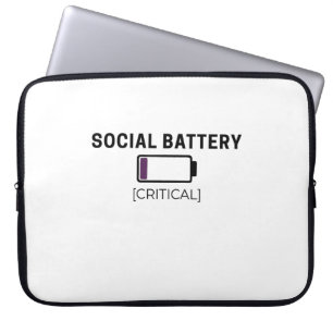 Minimalistische Sociale Batterij Laag Typografie 1 Laptop Sleeve