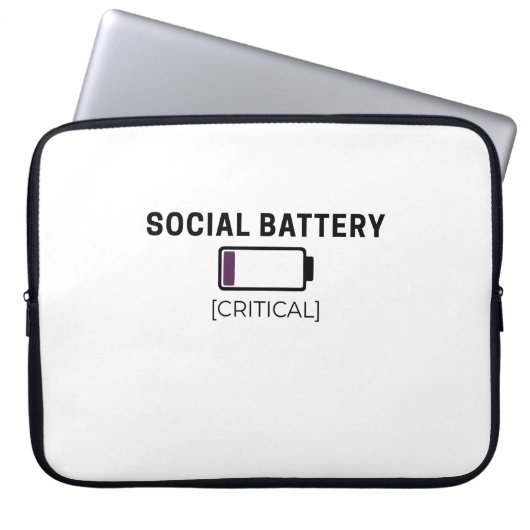 Minimalistische Sociale Batterij Laag Typografie 1 Laptop Sleeve (Voorkant)