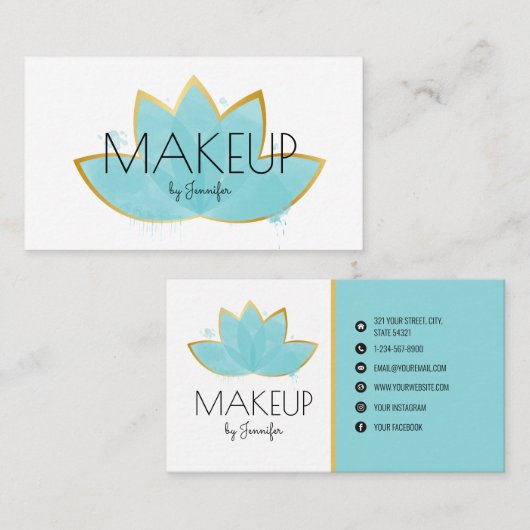 Minimalistische sociale media Lotus Flower Visitekaartje (Voorkant / Achterkant)