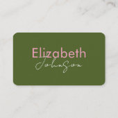 Minimalistische sociale media QR-code Moss Green P Visitekaartje (Achterkant)