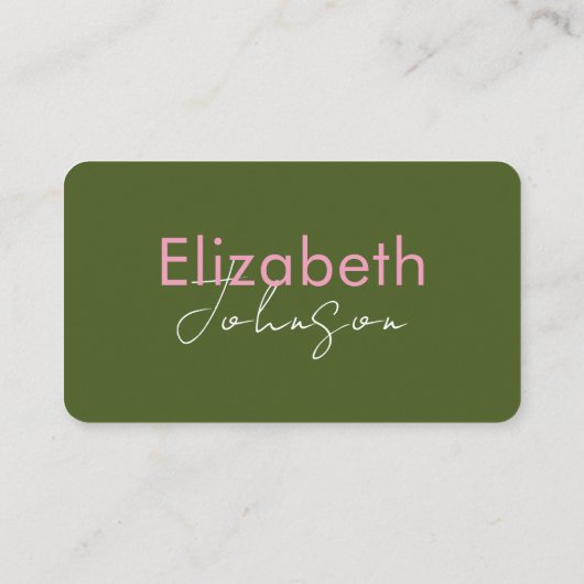 Minimalistische sociale media QR-code Moss Green P Visitekaartje (Achterkant)