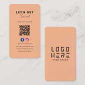 Minimalistische Soft Oranje QR-code Verbind met on Visitekaartje (Voorkant / Achterkant)