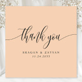 Minimalistische Soft Peach Script Trouwkaart Bedankkaart