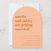 Minimalistische Soft Peach Sinaasappel Retro Weddi Kaart (Voorkant)