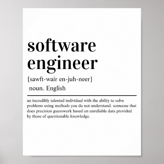 Minimalistische software engineer-definitiecode poster (Voorkant)