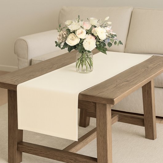 Minimalistische Solid Beige Coastal Home Decor Korte Tafelloper