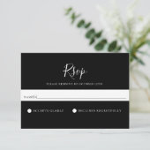 Minimalistische Solid Black Wedding RSVP-Kaart RSVP Kaartje (Staand voorkant)