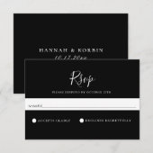 Minimalistische Solid Black Wedding RSVP-Kaart RSVP Kaartje (Voorkant / Achterkant)