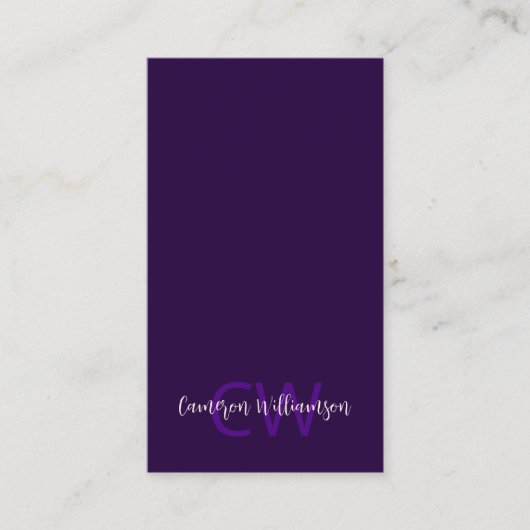 Minimalistische Solid Deep Paarse QR Code Sociaal Visitekaartje (Voorkant)