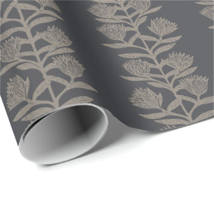 Minimalistische sombere botanische bloem koolzwart cadeaupapier
