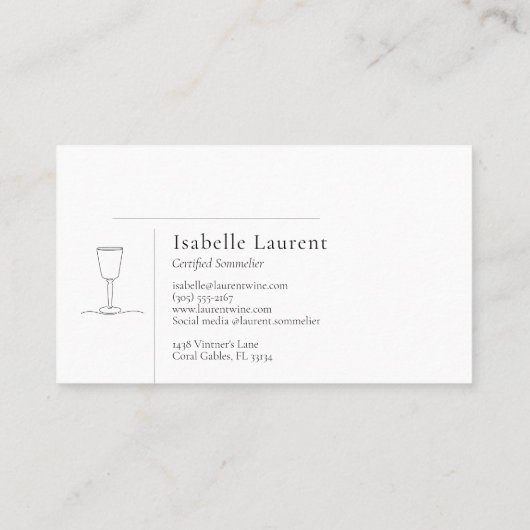 Minimalistische Sommelier wijnexpert Visitekaartje (Achterkant)