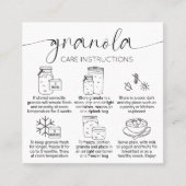 Minimalistische Sourdough Granola verzorgingsinstr Vierkante Visitekaartje (Voorkant)