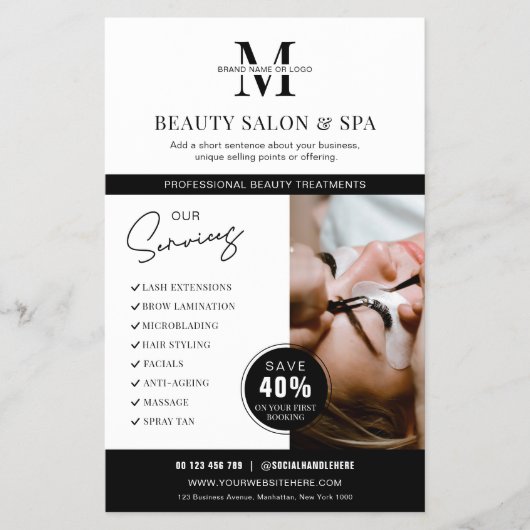 Minimalistische Spa Salon Services Zakelijke Marke Flyer (Voorkant)