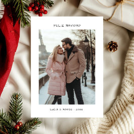 Minimalistische Spaanse Kerstmis Feliz Navidad Fot Feestdagenkaart