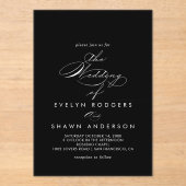 Minimalistische Spaanse zwarte bruiloft Acryl Uitnodigingen (Voorkant)