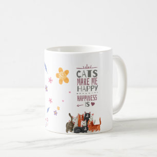 Minimalistische speelse kat glimlacht Schattig Sch Koffiemok