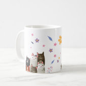 Minimalistische speelse kat glimlacht Schattig Sch Koffiemok (Voorkant links)