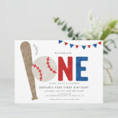 Minimalistische sport Baseball eerste verjaardag Kaart (Staand voorkant)