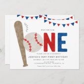 Minimalistische sport Baseball eerste verjaardag Kaart (Voorkant / Achterkant)