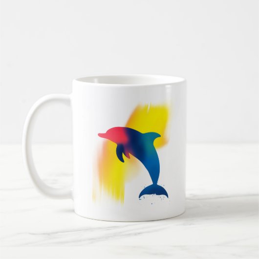 Minimalistische Spray Paint Dolphin Silhouette Koffiemok (Links)