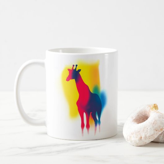 Minimalistische Spray Paint Giraffe Silhouet Koffiemok (Met donut)