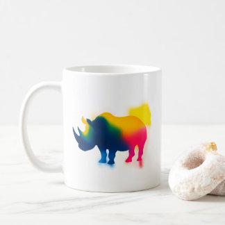 Minimalistische Spray Paint Rhinoceros Silhouette Koffiemok