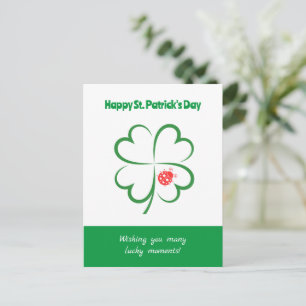 Minimalistische St Patricks Dag, 4 blad klaver, li Feestdagenkaart