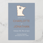 Minimalistische staatsbestemming Minnesota bruilof Folie Uitnodiging (Voorkant)