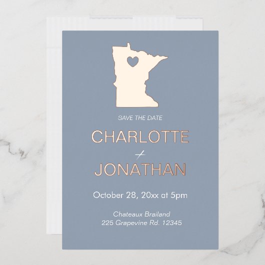 Minimalistische staatsbestemming Minnesota bruilof Folie Uitnodiging (Envelop)