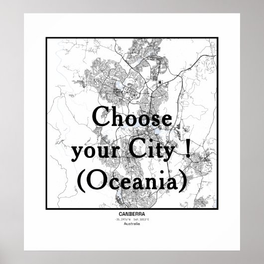 Minimalistische Stadkaarten Poster Lijnkunst OCEAN (Voorkant)