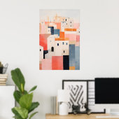 Minimalistische stadprint abstracte landschapskuns poster (Thuiskantoor)