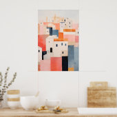 Minimalistische stadprint abstracte landschapskuns poster (Keuken)