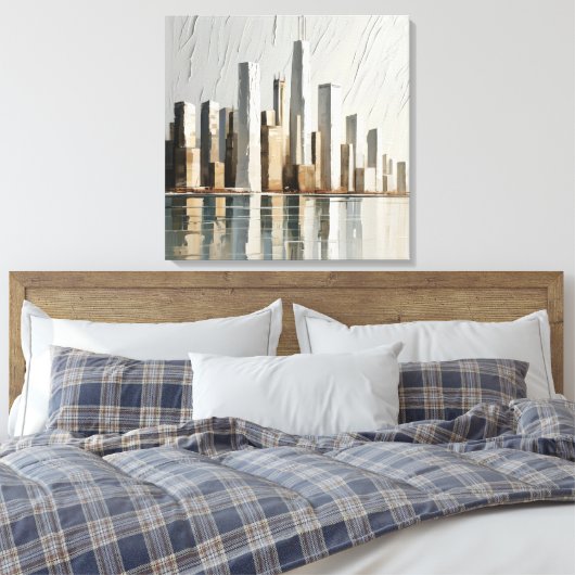 Minimalistische stadsgezicht getextureerde 3D-schi Canvas Afdruk (Insitu (Slaapkamer))