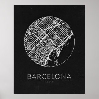 Minimalistische stadskaart van Barcelona Poster
