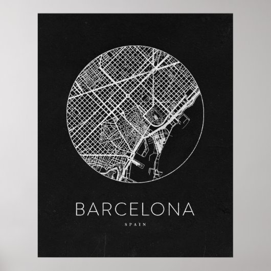 Minimalistische stadskaart van Barcelona Poster (Voorkant)