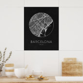 Minimalistische stadskaart van Barcelona Poster (Keuken)