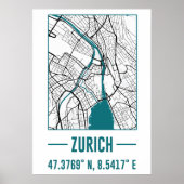 Minimalistische stadskaart van zürich, Zürich DIY- Poster (Voorkant)